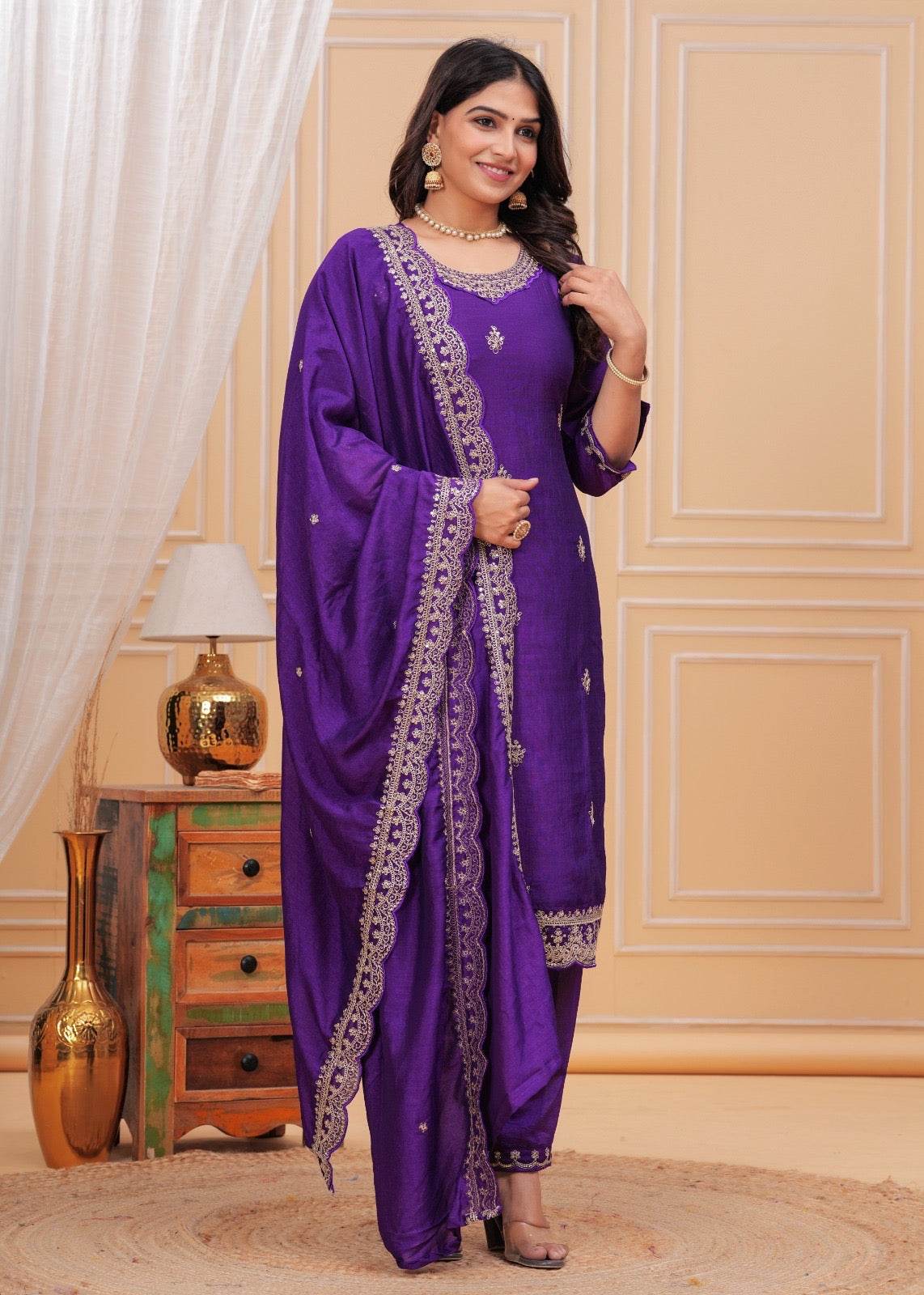 Maharani Dola Silk Suit - Vijay Laxmi