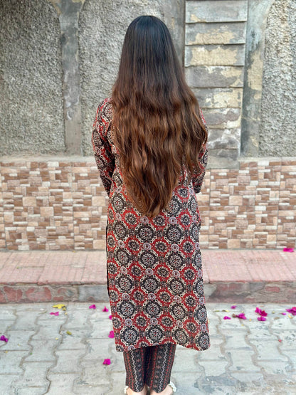 Ajrakh print kurta set with pants - Vijay Laxmi