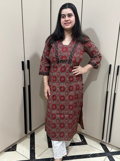 Airy cotton kurti for women ajrakh