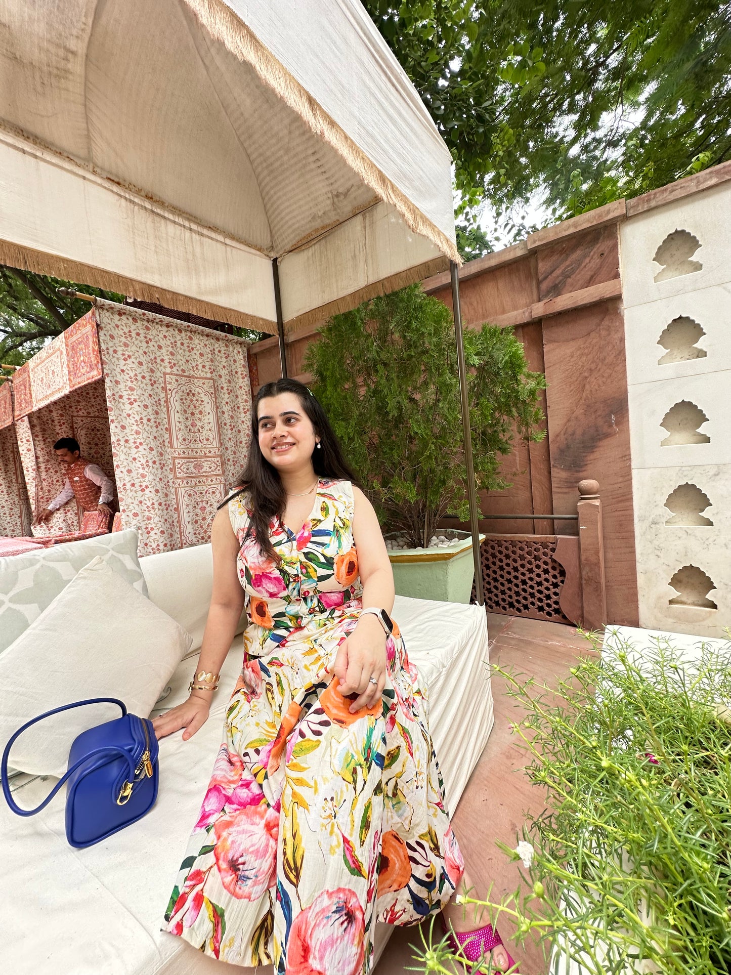 Floral Cotton Jacket Top & Maxi Skirt Set With Lining- Summer Floral Two-Piece