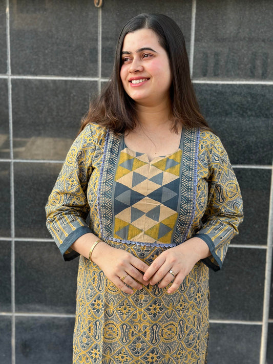 Airy Bagru Cotton Kurti for women - Vijay Laxmi