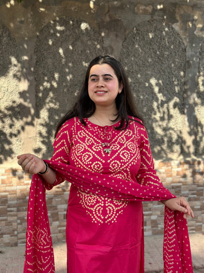 Amayra Cotton Kurta Embroidery Work Kurti Pant And Dupatta