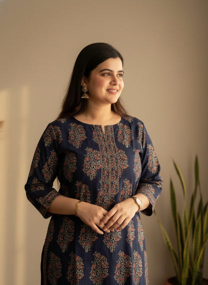 Ajrakh print kurta set with pants