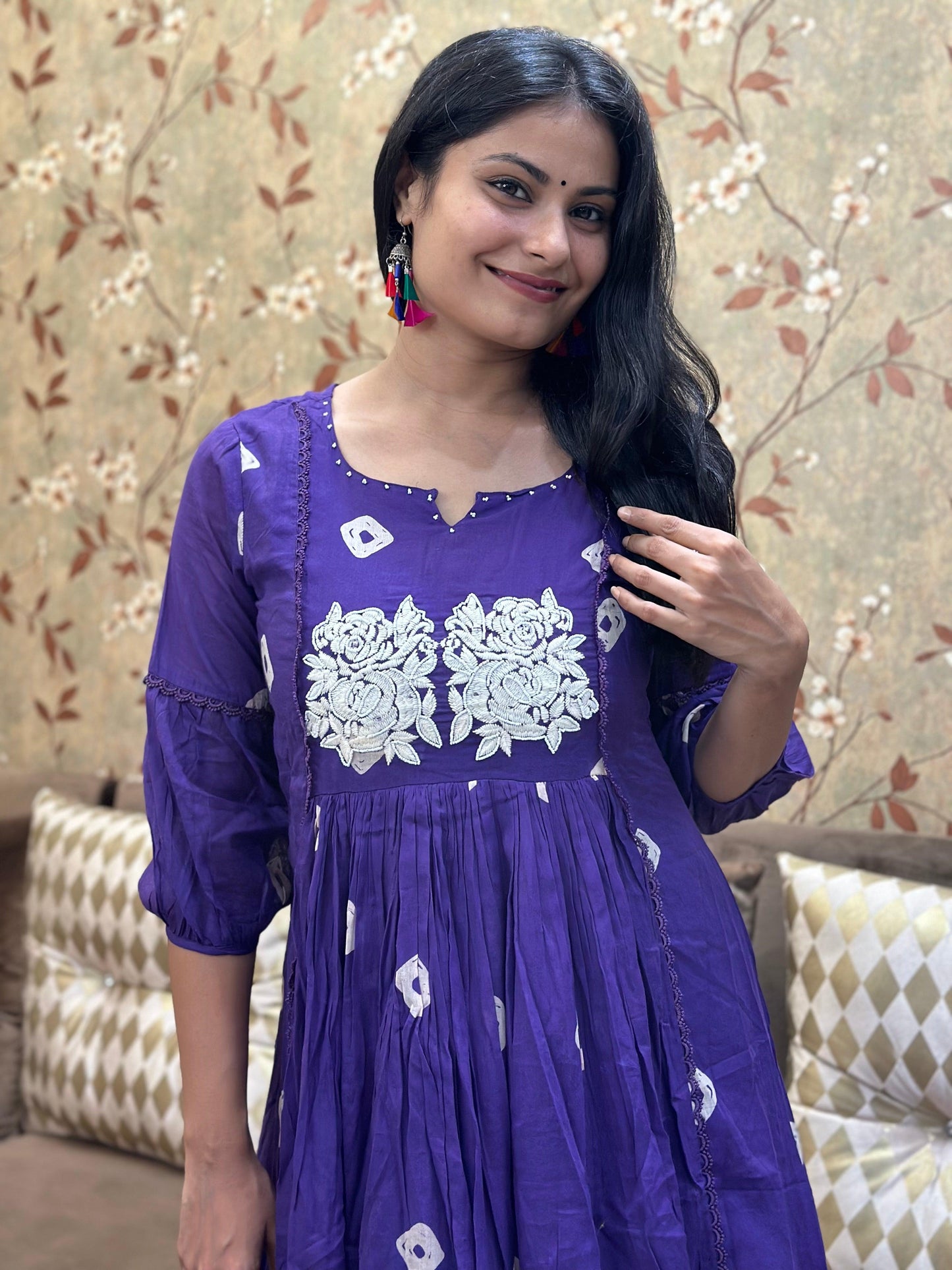 Premium Mul Cotton Kurta Set For Women Deep Purple