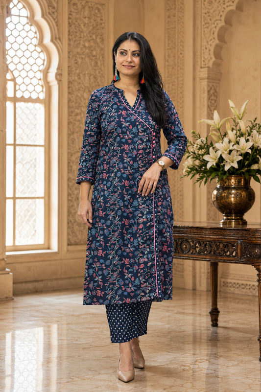 Angrakha Cotton Suit with pant Jal