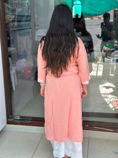 Chikankari Modal Kurti Peach