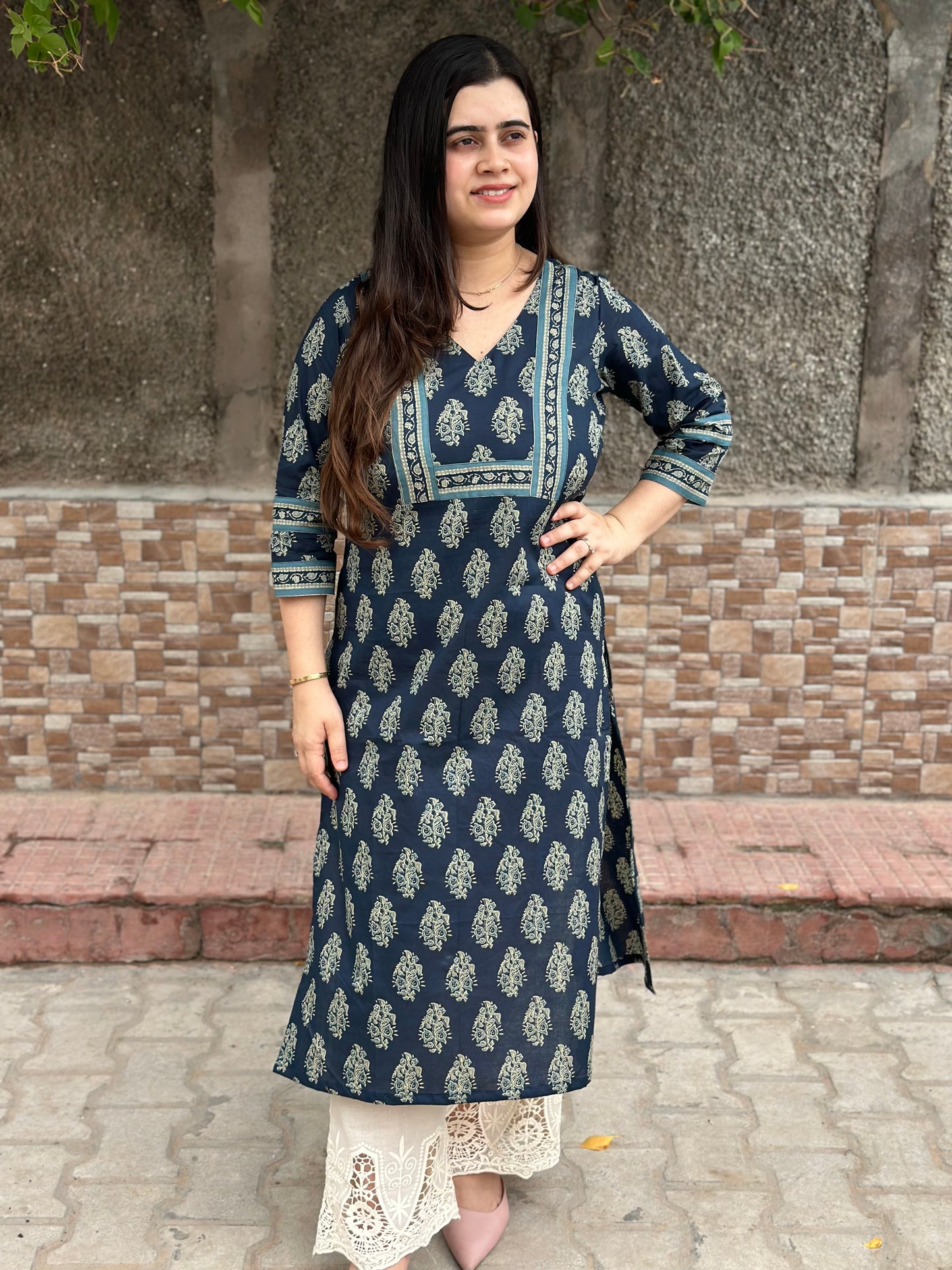 Airy Cotton Kurti For Women Indigo