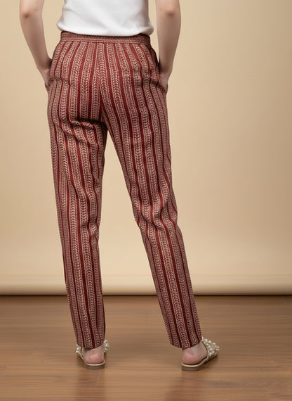 Breathable Bagru Red Print Cotton Pants