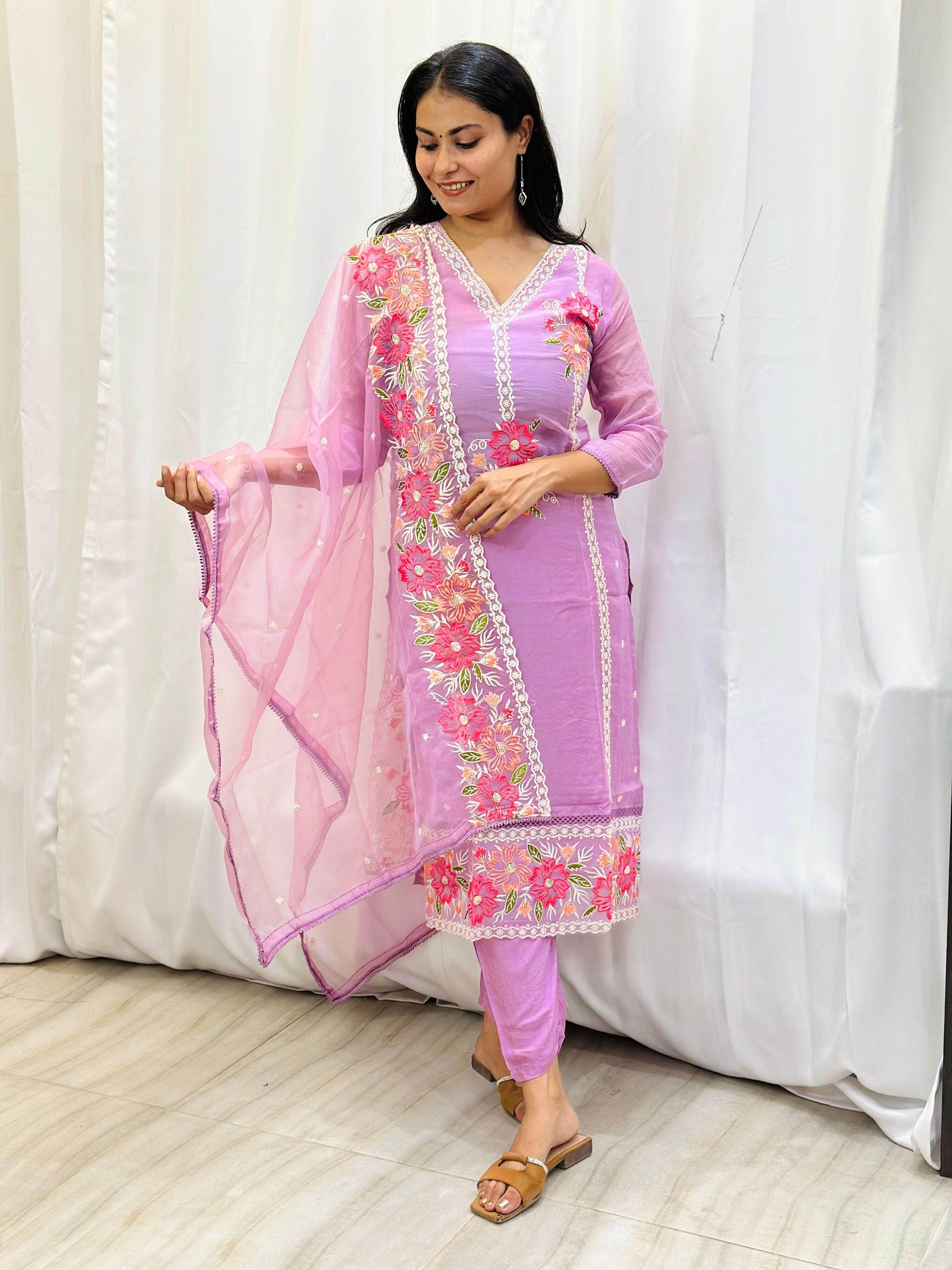 Organza Suit Set For Women - Vijay Laxmi