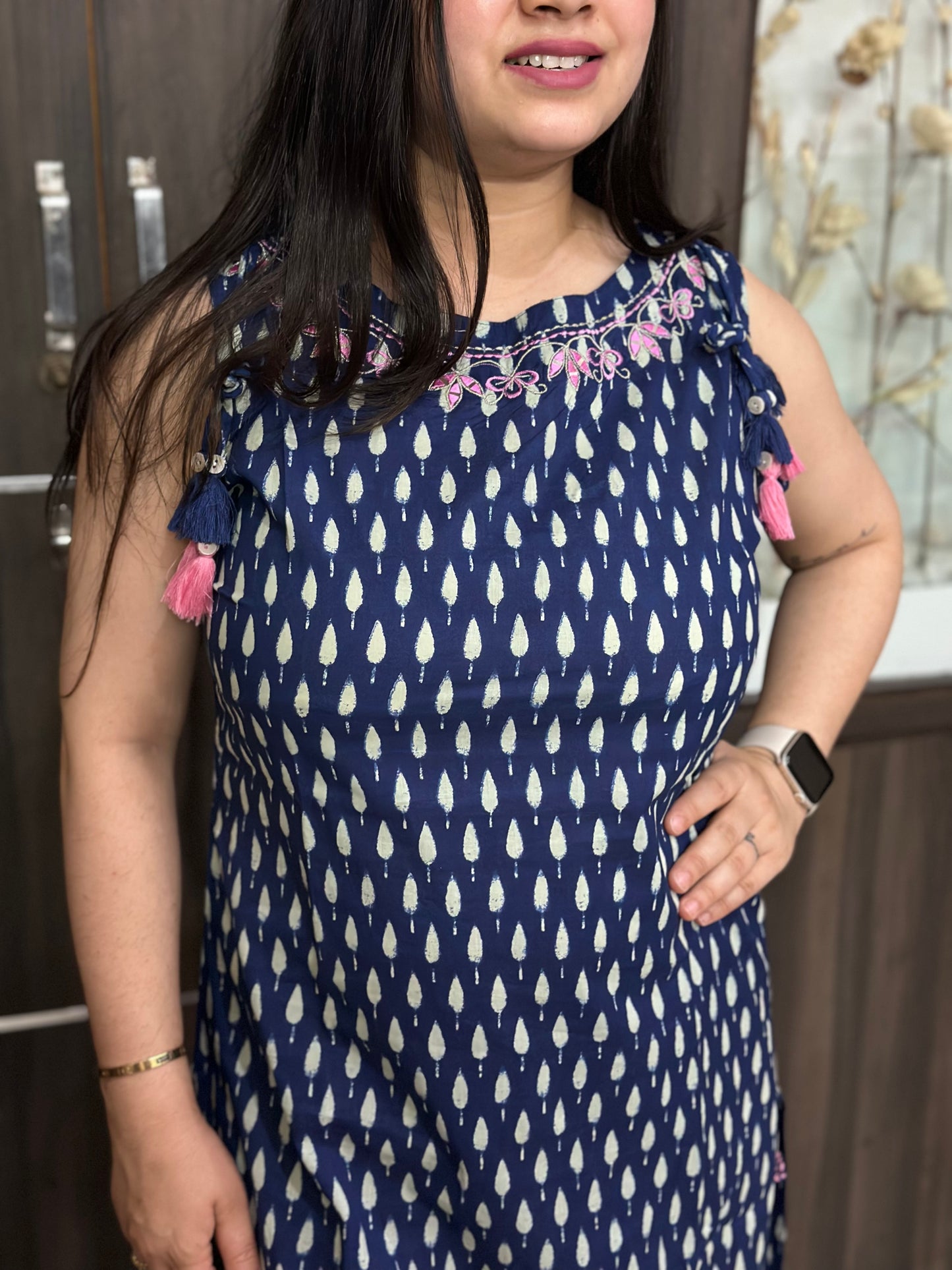 Bani Sleeveless Cotton Kurta set Indigo