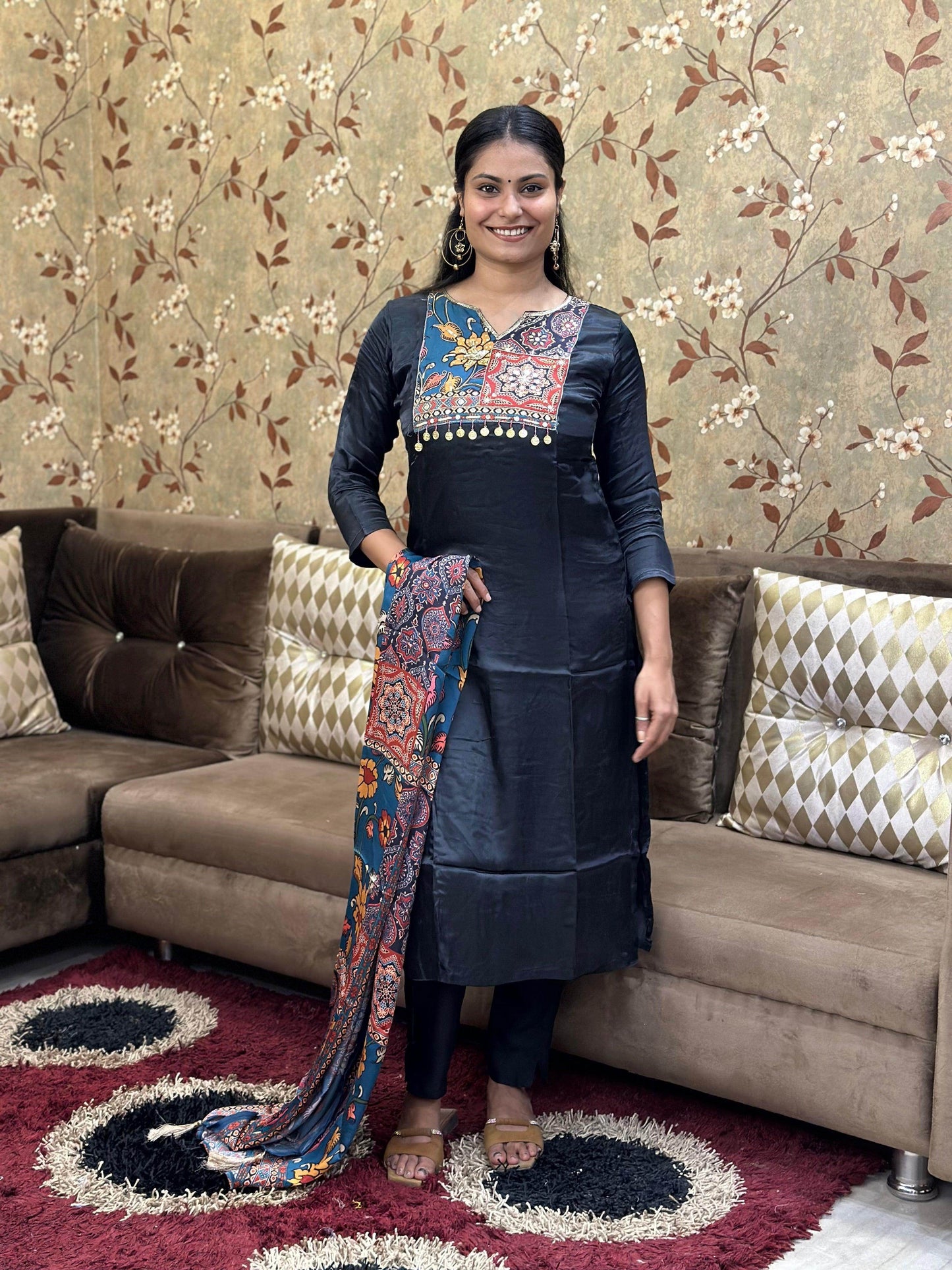 Phulkari Silk suit - Vijay Laxmi