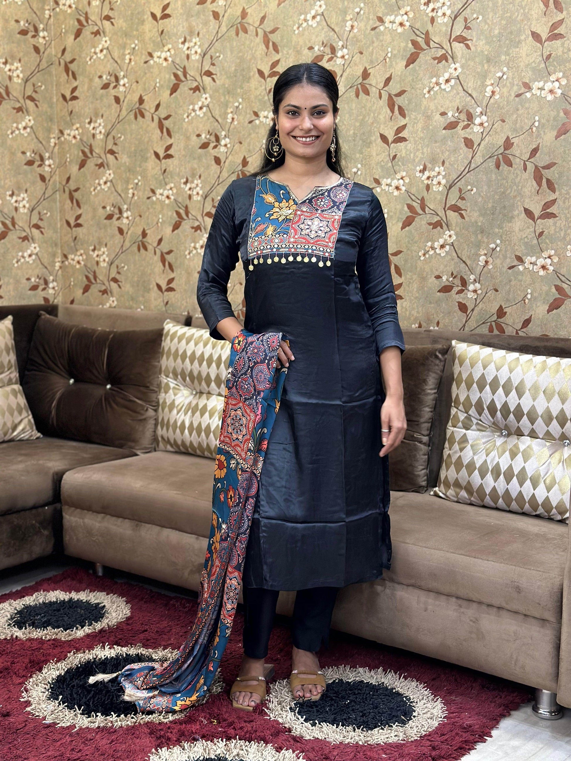 Phulkari Silk suit - Vijay Laxmi