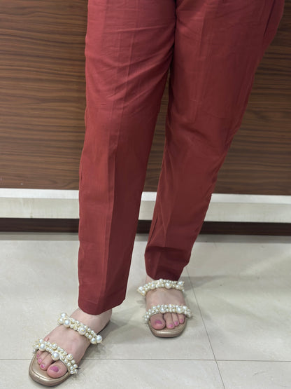 Breathable Maroon Cotton Pants