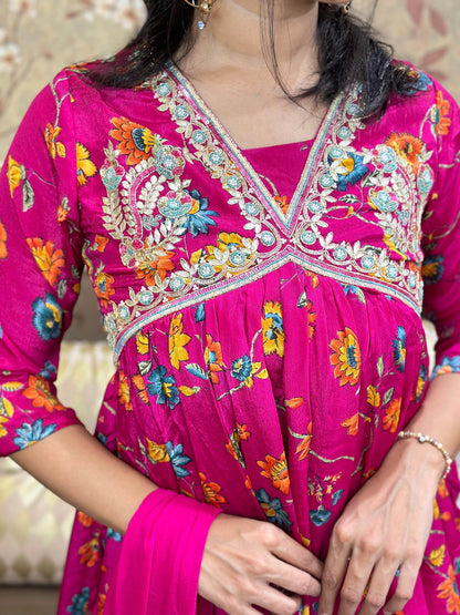 Alia Cut Chinon Suit Set - Vijay Laxmi