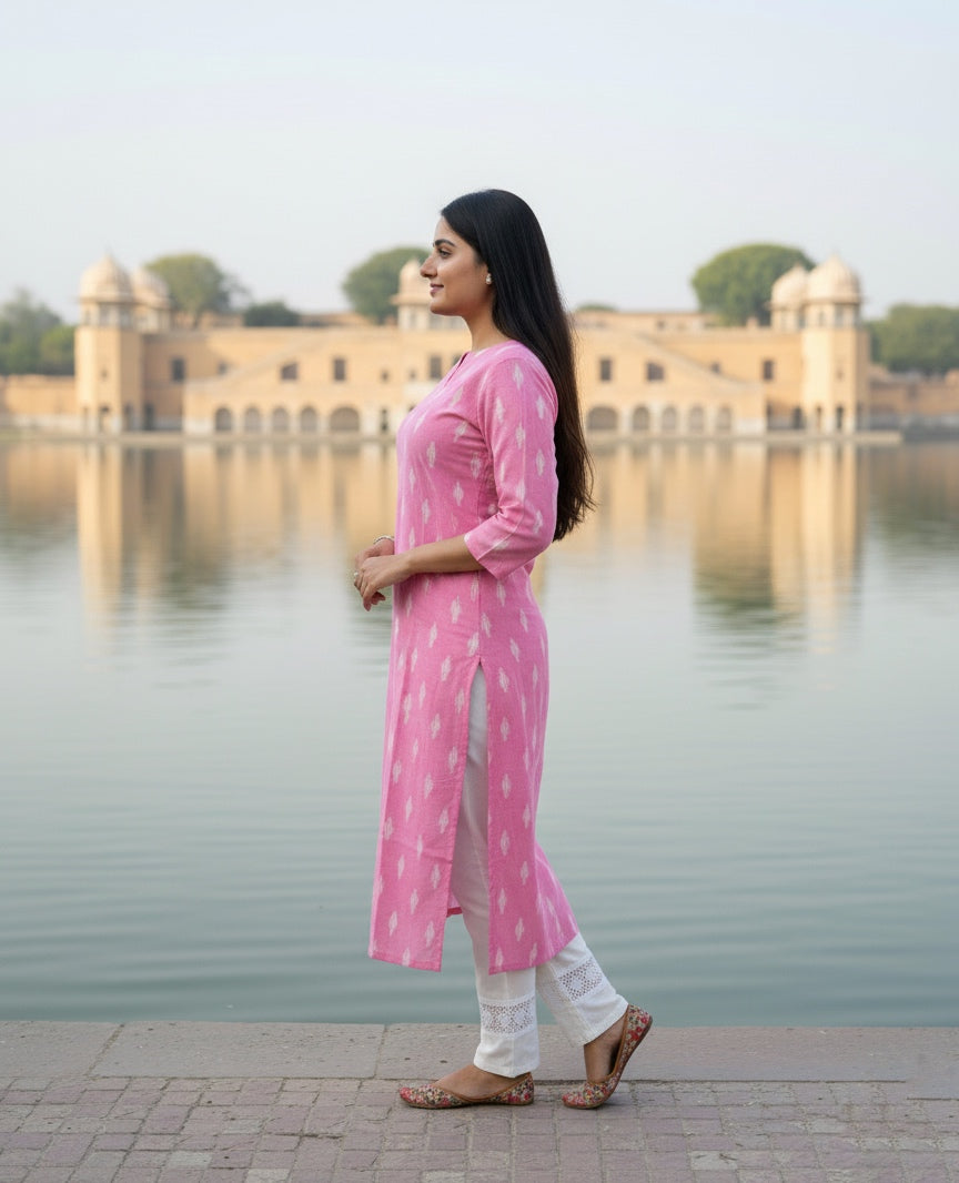 Pink cotton kurti 01