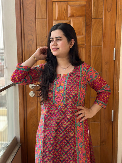 Gulmohar Cotton kurti for women ranipink