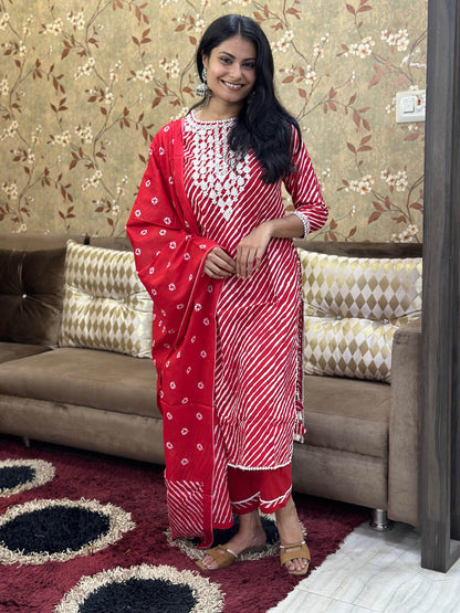 Premium Cotton Suit For Women RED - Vijay Laxmi