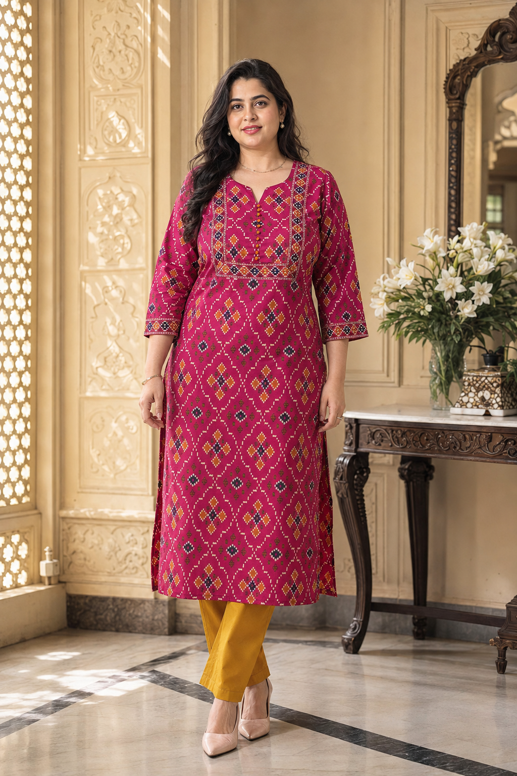 Ruhani Cotton kurta set for women pink