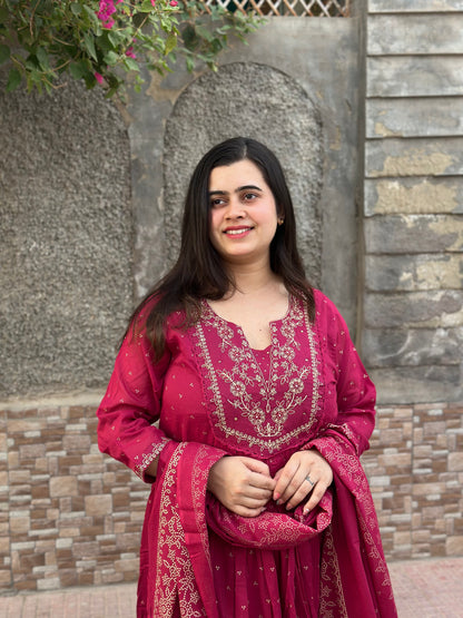 Mul cotton Chanderi kurta set for women with dupatta - Vijay Laxmi