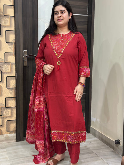 Gulzar cotton kurta set with kalamkari dupatta