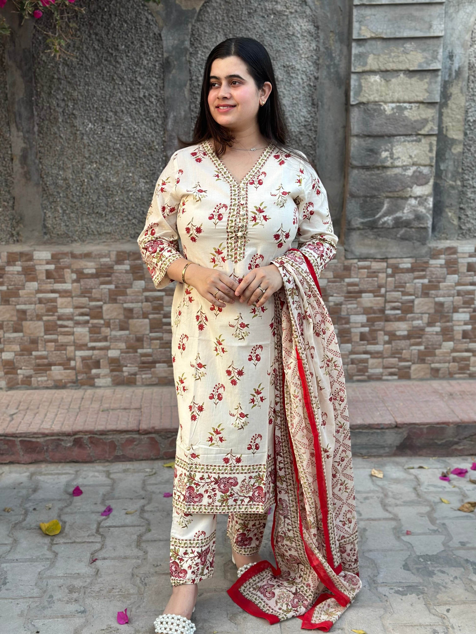 Cotton kurta set for women with dupatta - Vijay Laxmi