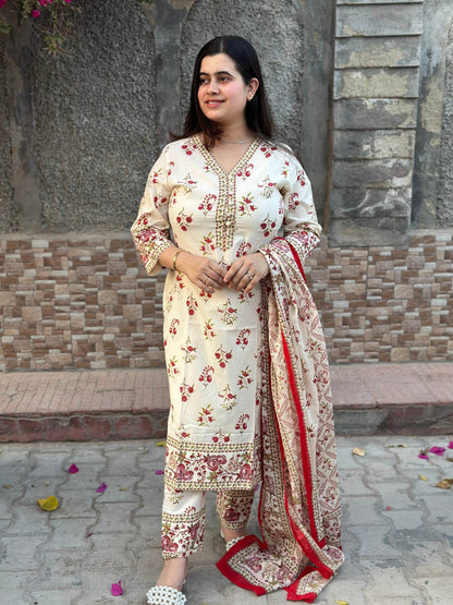 Cotton kurta set for women with dupatta - Vijay Laxmi