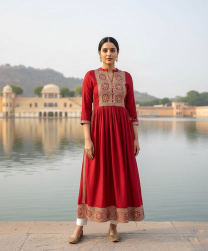 Naira cut Kurti D5 Red