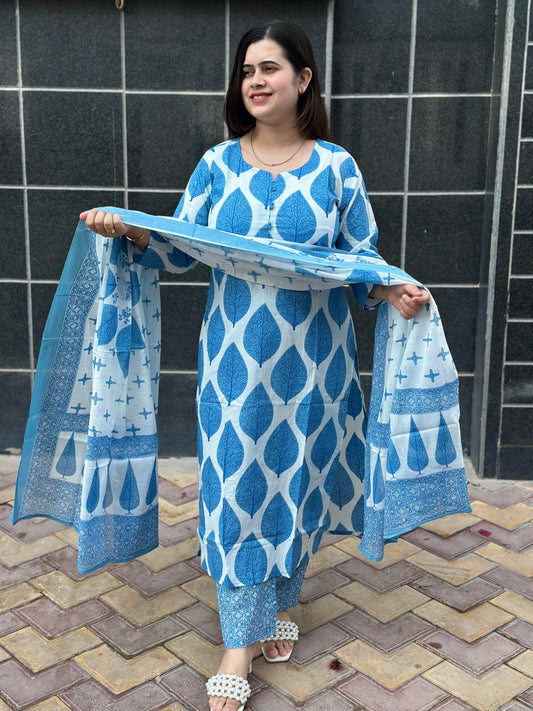 Vijaylaxmi Women’s Cotton straight kurta with Pant & Dupatta - Vijay Laxmi