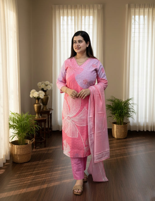 Cotton Chiffli kurta Set with dupatta