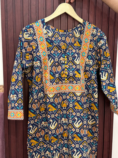 Ada pure cotton kurti for women blue