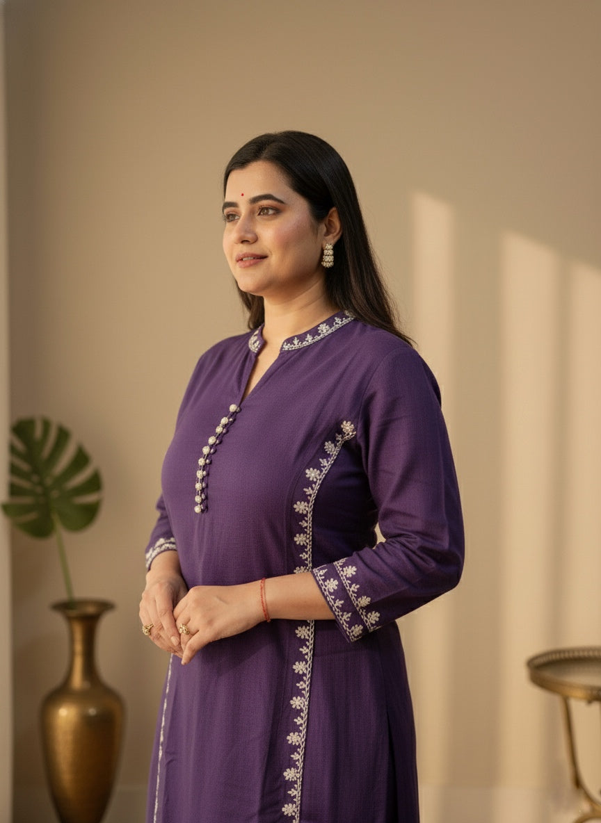 Cotton kurta set with pants