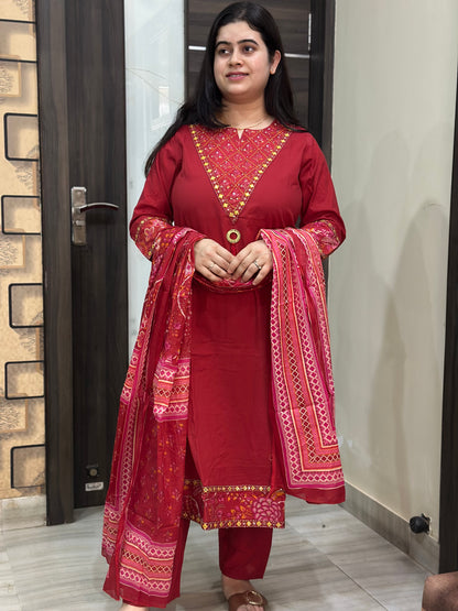 Gulzar cotton kurta set with kalamkari dupatta