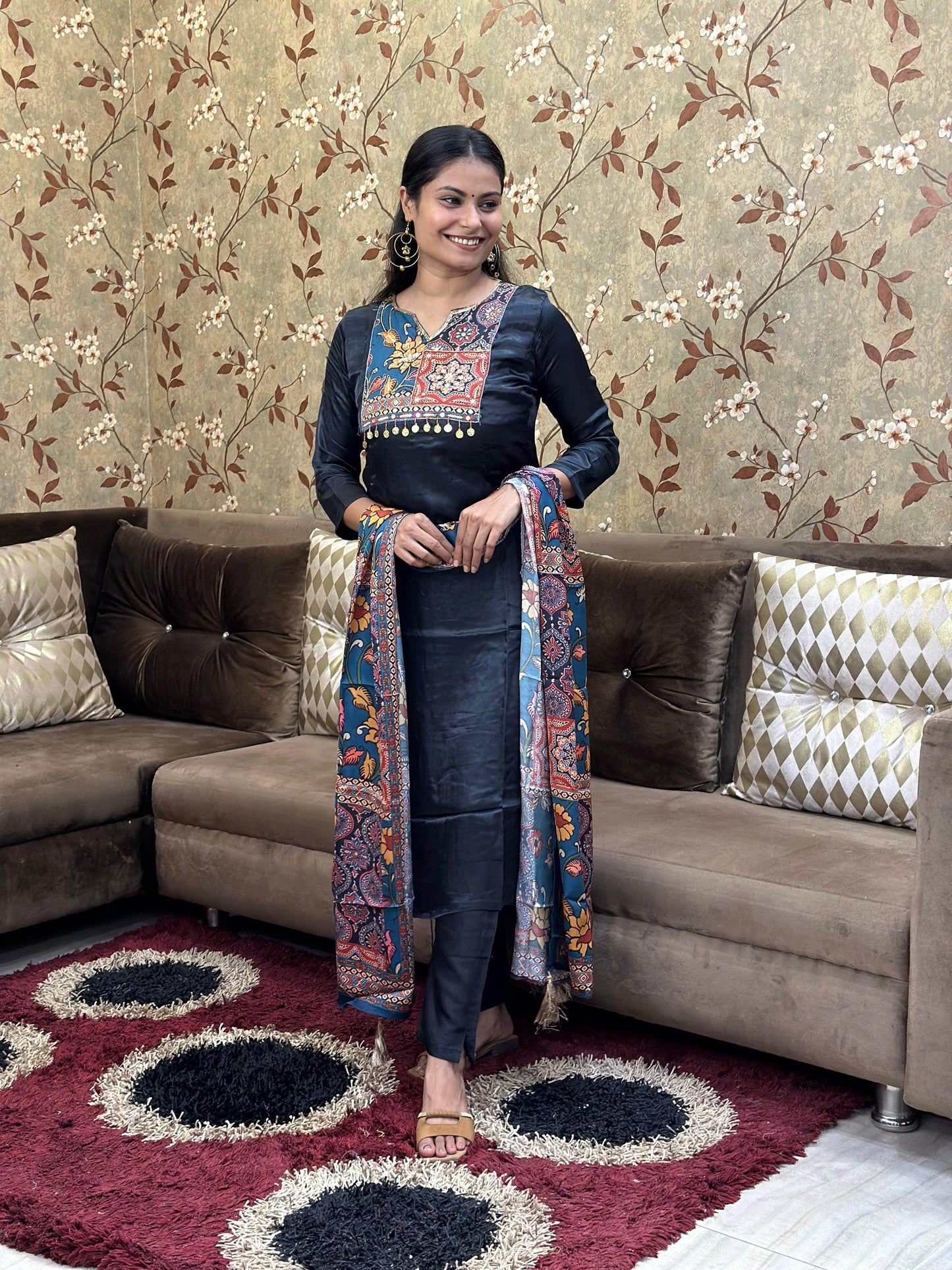 Phulkari Silk suit - Vijay Laxmi