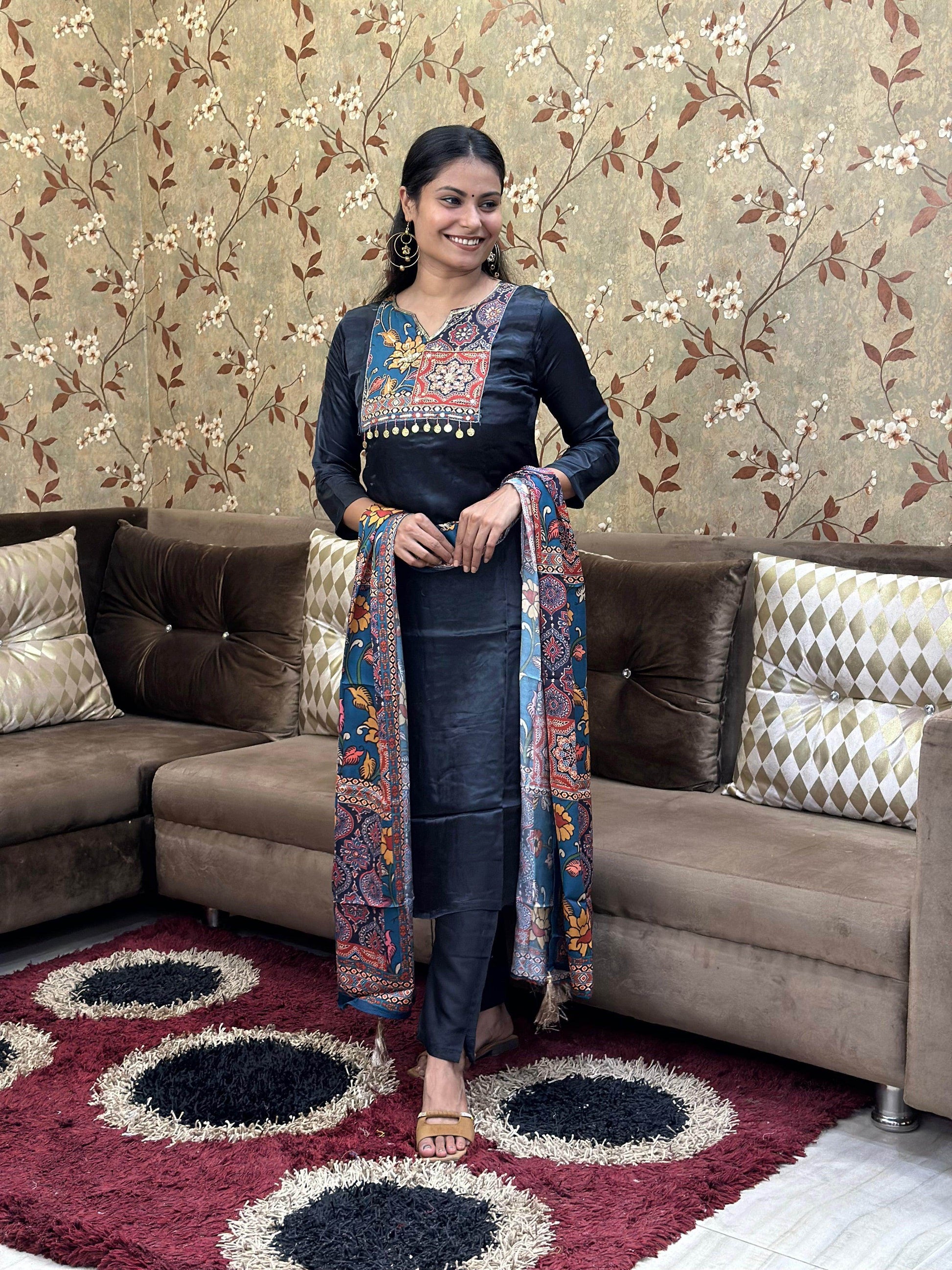 Phulkari Silk suit - Vijay Laxmi