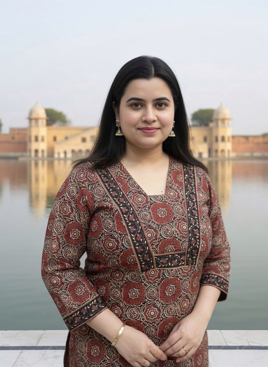 Airy cotton kurti for women ajrakh