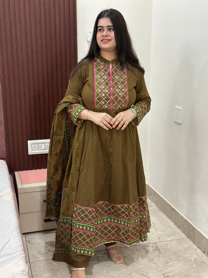 Gulzar Anarkali Cotton kurta Set with dupatta