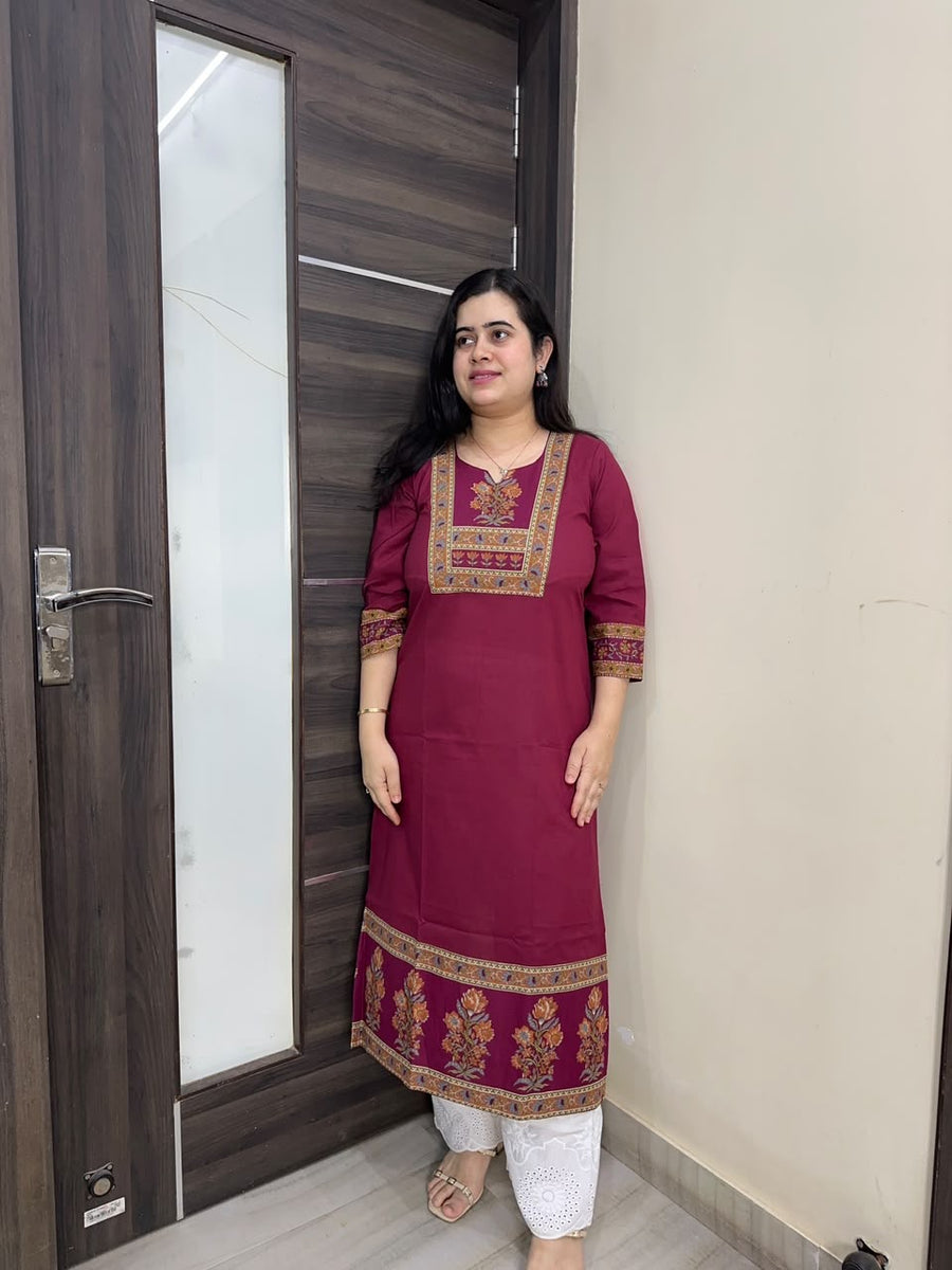 Navya pure cotton kurti for women wine