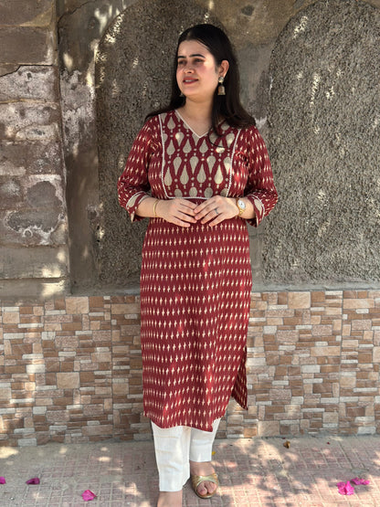 Dabu Kantha Cotton Kurti for women
