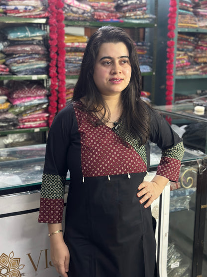 Rangrez pure cotton kurti for women black