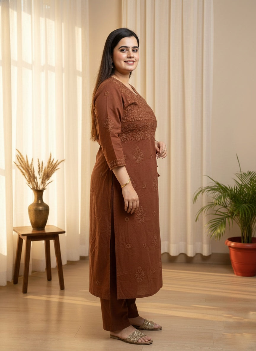 Cotton Chikankari kurta Set