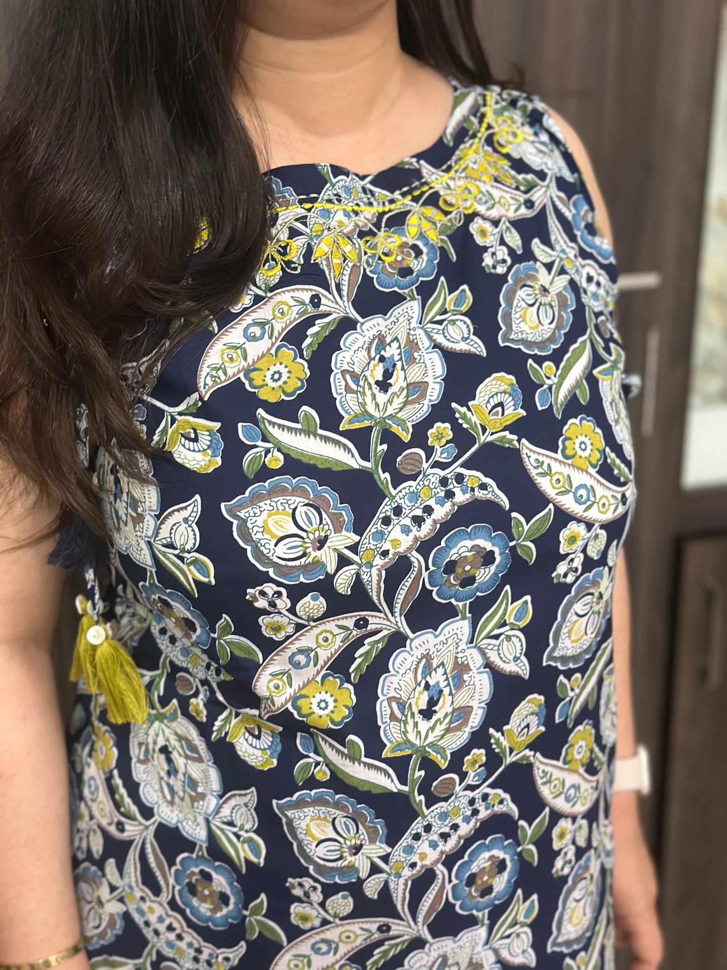 Bani Sleeveless Cotton Kurta set Blue