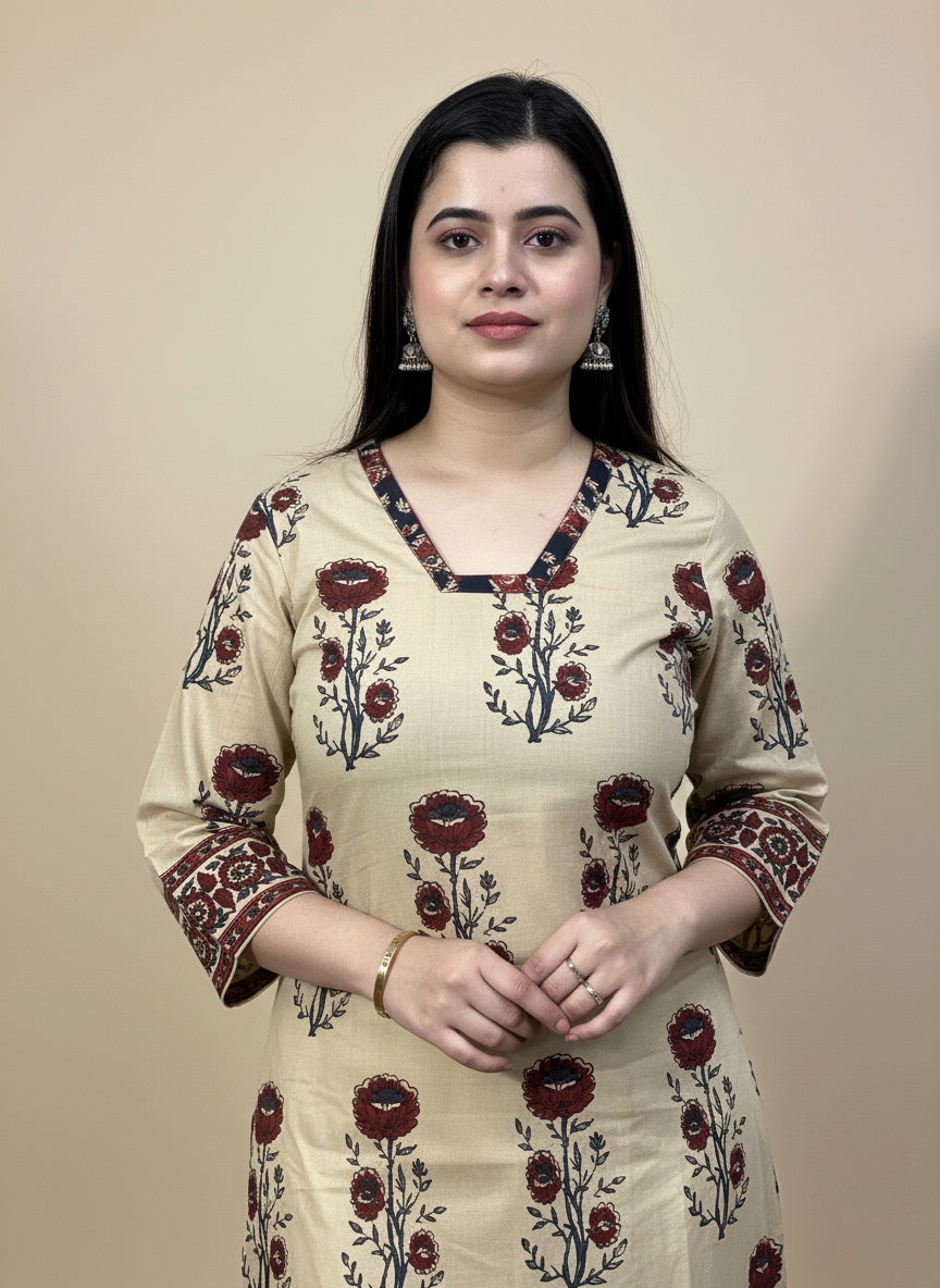 Airy Cotton Kurti for women red