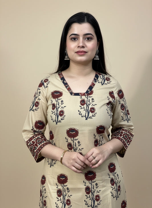 Airy Cotton Kurti for women red