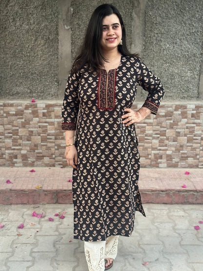 Airy cotton Dabu kurti for women