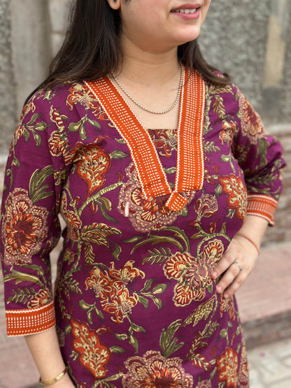 Airy Cotton Kurti for women floral - Vijay Laxmi