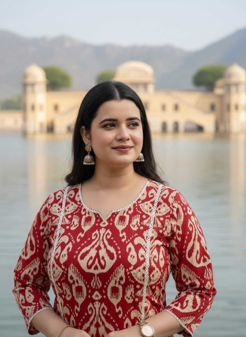 Airy Cotton Kurti Ikkat