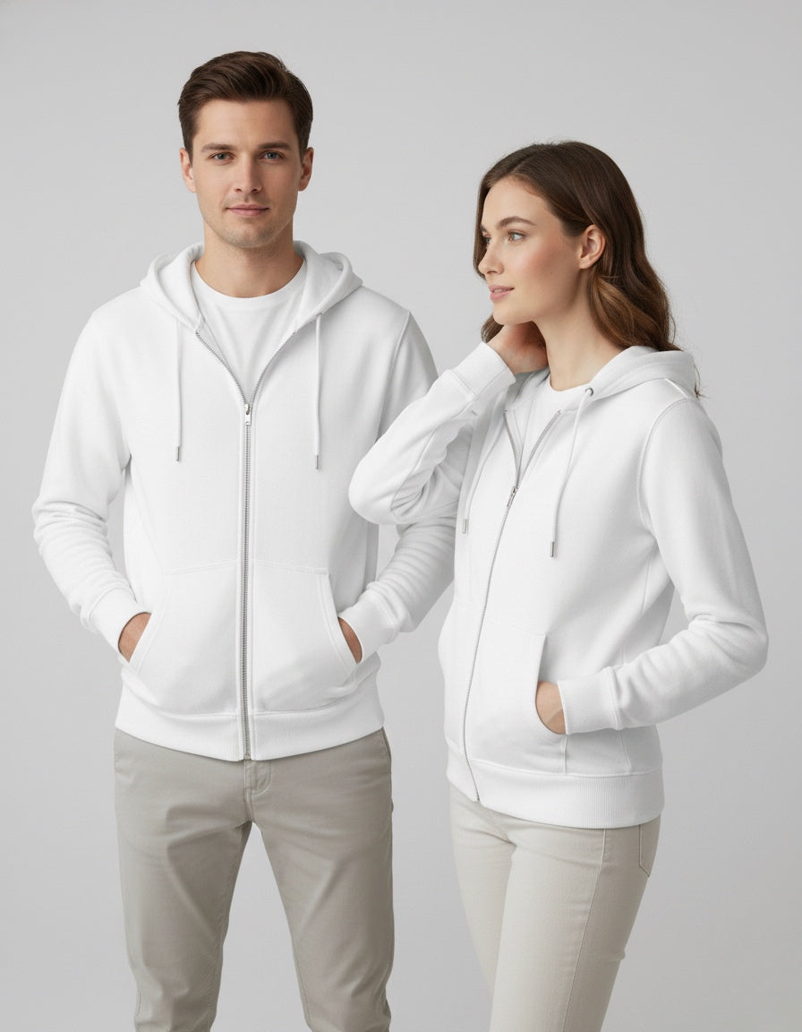 Unisex Zip Hoodie- White