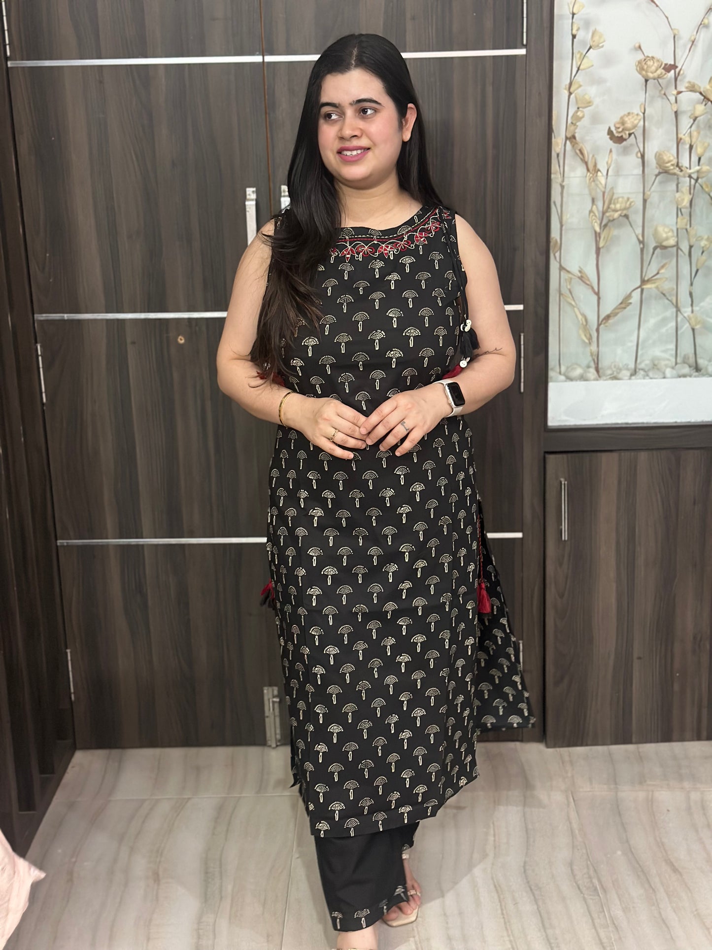 Bani Sleeveless Cotton Kurta set Black