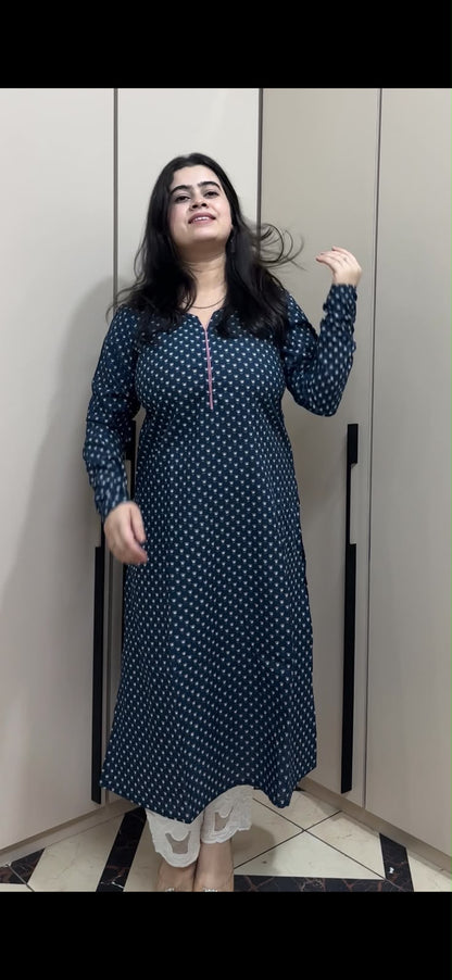 Rangrez pure cotton kurti for women blue