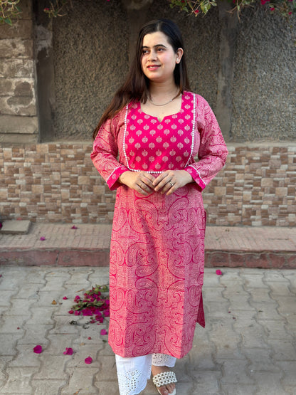 Airy Cotton kalamkari kurti for women rani